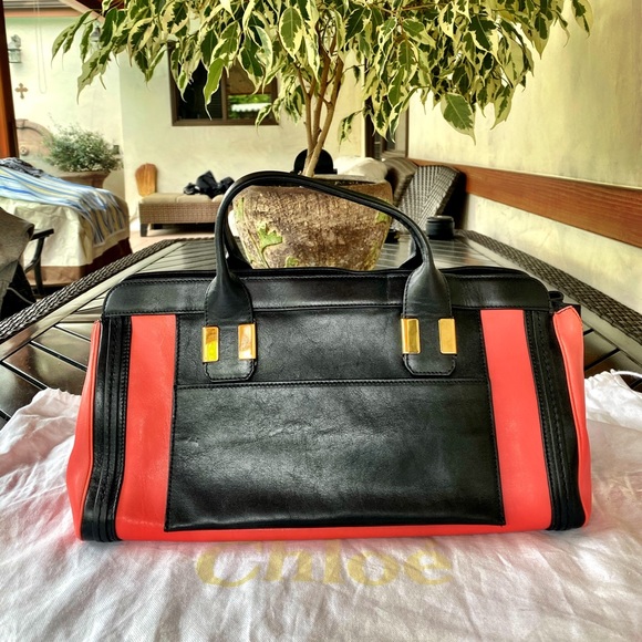 CHLOÈ Pink Leather Colorblock Alice Satchel Bag - Picture 2 of 8